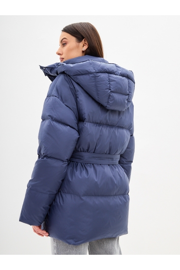 670| L | Пуховик Markl A1 Tevi с поясом синий| Уцененный товар