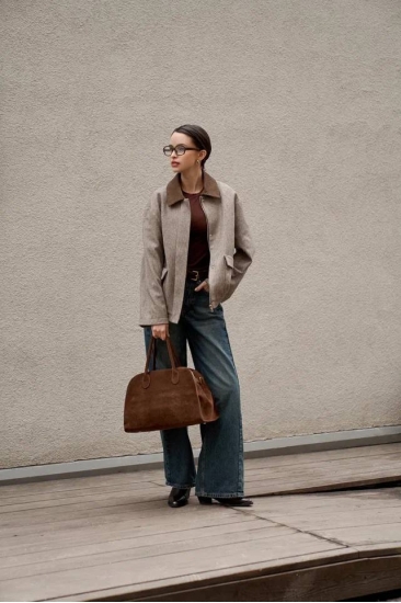 Полупальто укороченное на молнии бежевое