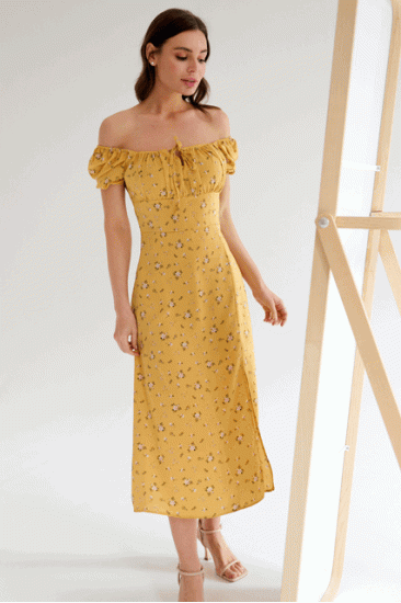 Платье Tina с принтом желтое