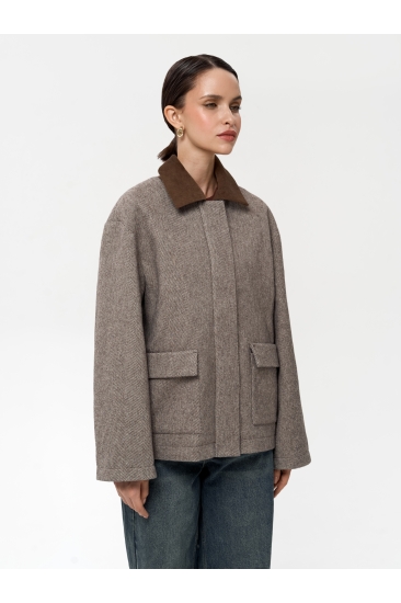 Полупальто укороченное на молнии бежевое