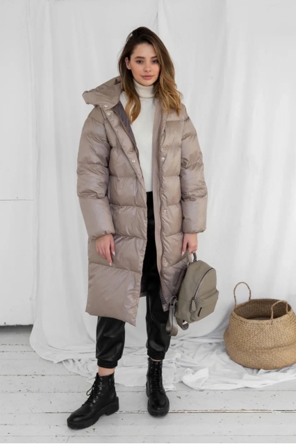 зимний женский пуховик 2026 бежевый