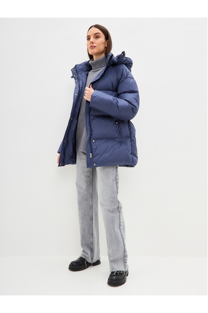 670| L | Пуховик Markl A1 Tevi с поясом синий| Уцененный товар