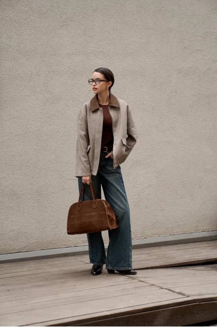 Полупальто укороченное на молнии бежевое