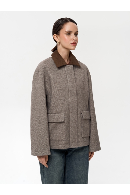 Полупальто укороченное на молнии бежевое