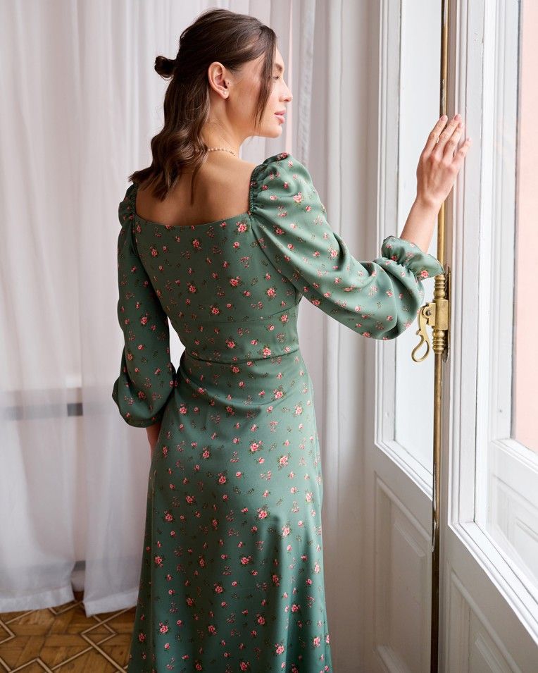 241 | Платье Silvi с принтом зеленое | Уцененный товар