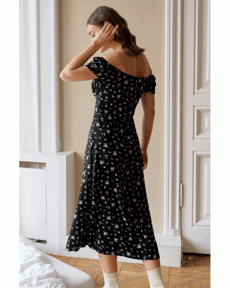 86 | Платье Tina с принтом черное | Уцененный товар